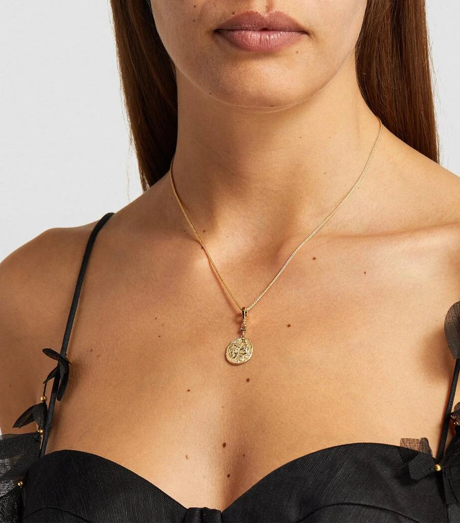 Azlee Small Yellow Gold and Diamond Gemini Coin Charm 4