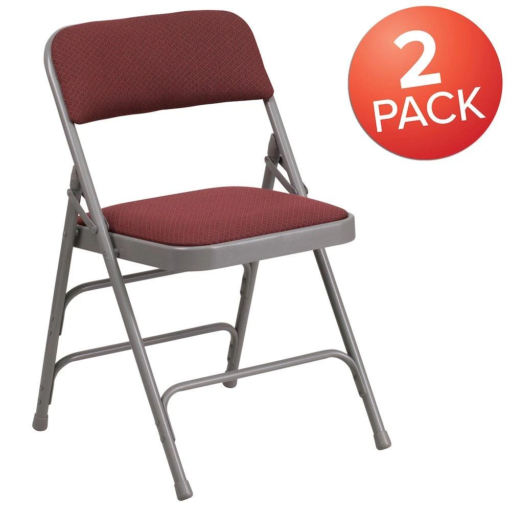Flash Furniture 2 Pack Triple Braced 
Double Hinged Burdy Fabric Metal Folding Chair 1