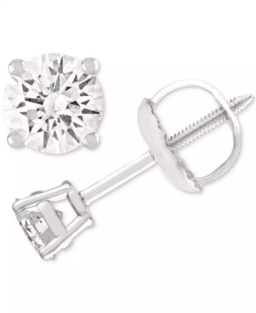 Macy's Diamond Four Prong Screw Back Stud Earrings (2 ct. t.w.) in 14k Gold 1