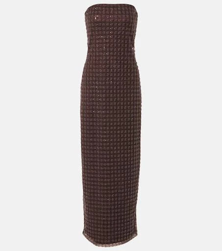 ROTATE Birger Christensen Beaded strapless maxi dress 1