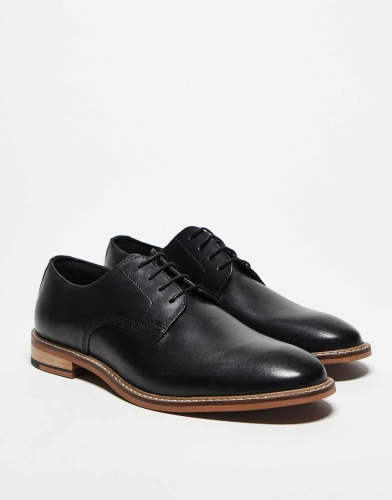ASOS Design lace up derby shoes in Black leather ASOS Design lace up derby shoes in Black leather
