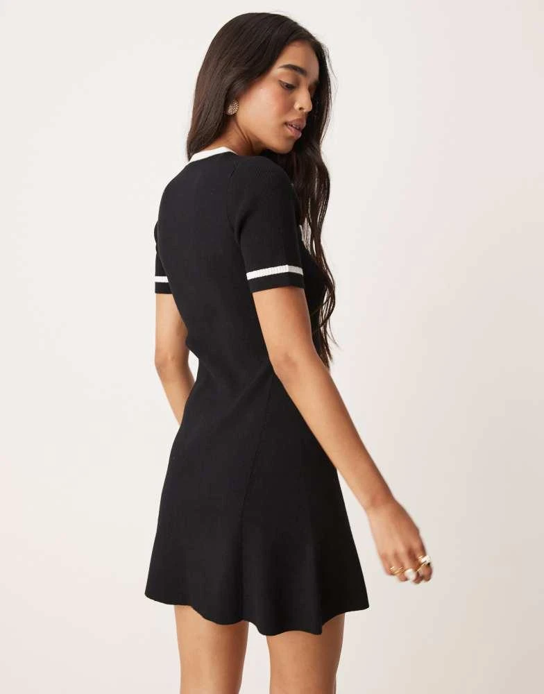 Forever New Forever New contrast knit mini dress in black and white 2