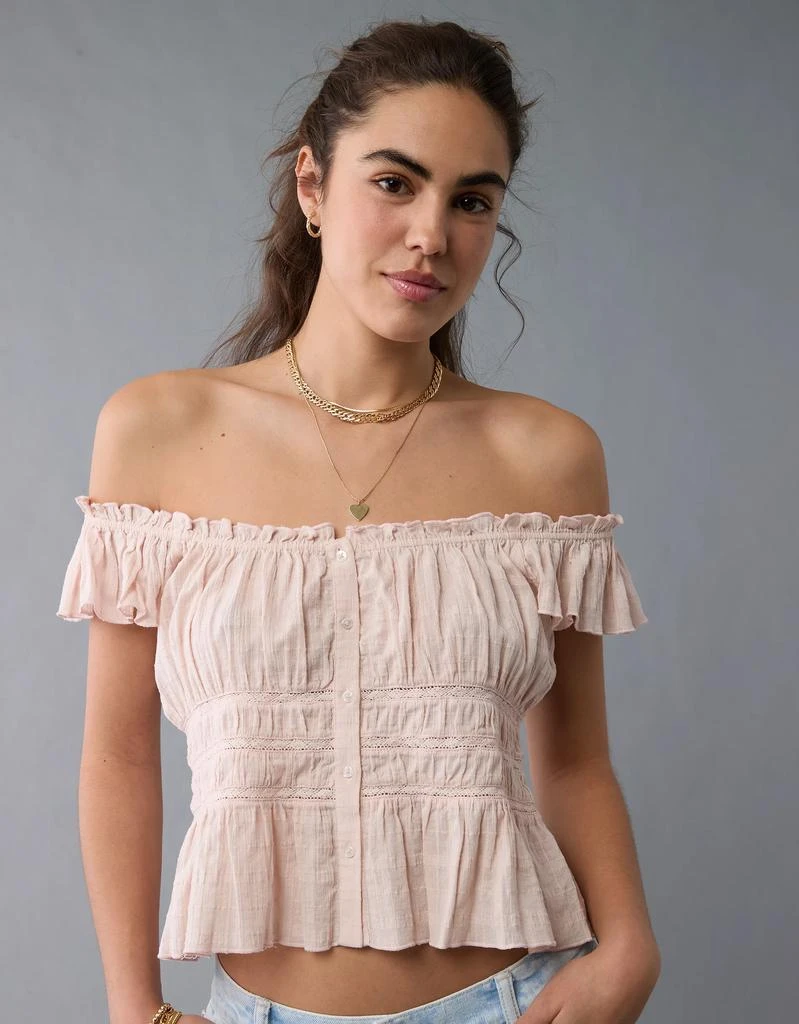AE AE Ruched Flutter Sleeve Shirt 1