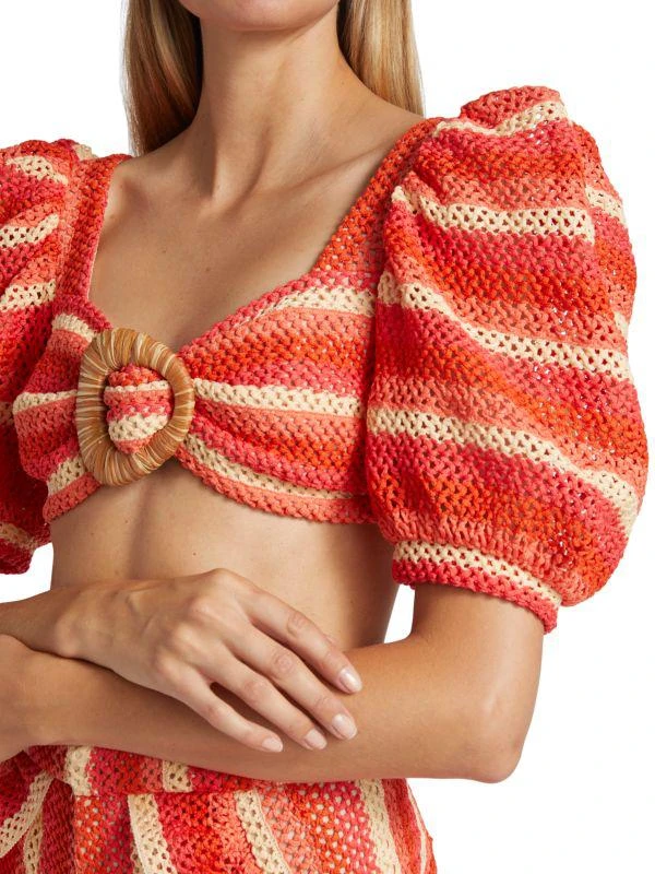 PatBO Striped Crochet Cropped Top 4