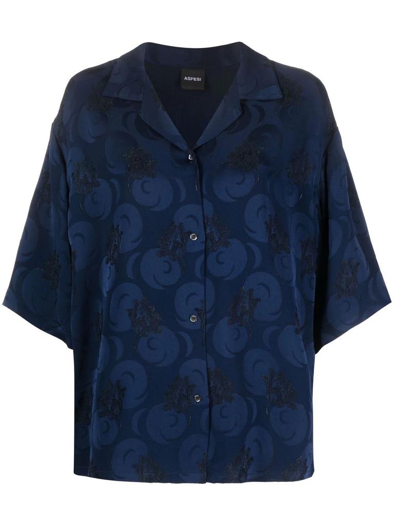 ASPESI floral-embroidered blouse - women -  -  - Blue