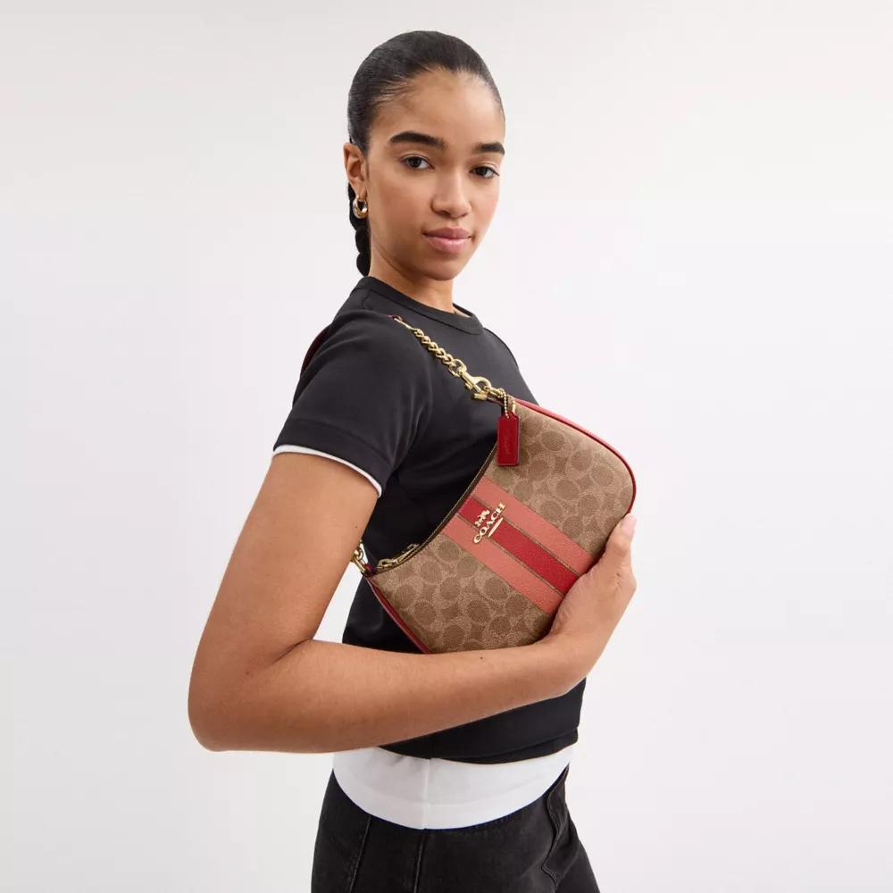 【COACH】Teri Shoulder Bag In Signature Canvas With Stripe COACH® Outlet | Teri Shoulder Bag