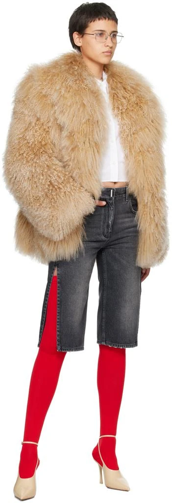 Givenchy Beige Large Collar Shearling Jacket 4