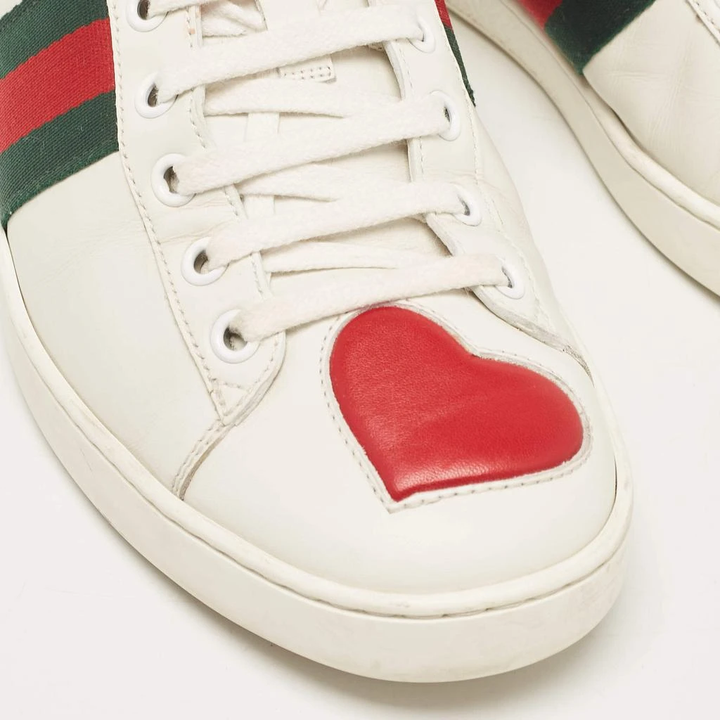 Gucci Gucci White Leather and Snakeskin Embossed Ace Web Lace Up Sneakers Size 38.5 8