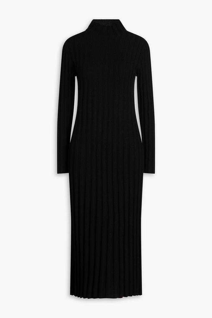 N.PEAL Ribbed cashmere turtleneck midi dress