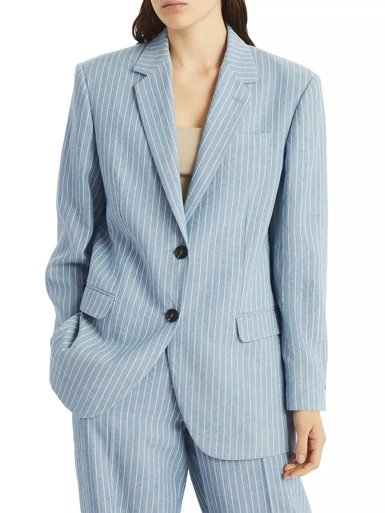 Brunello Cucinelli Linen and Hemp Chalk Stripe Twill Blazer 2