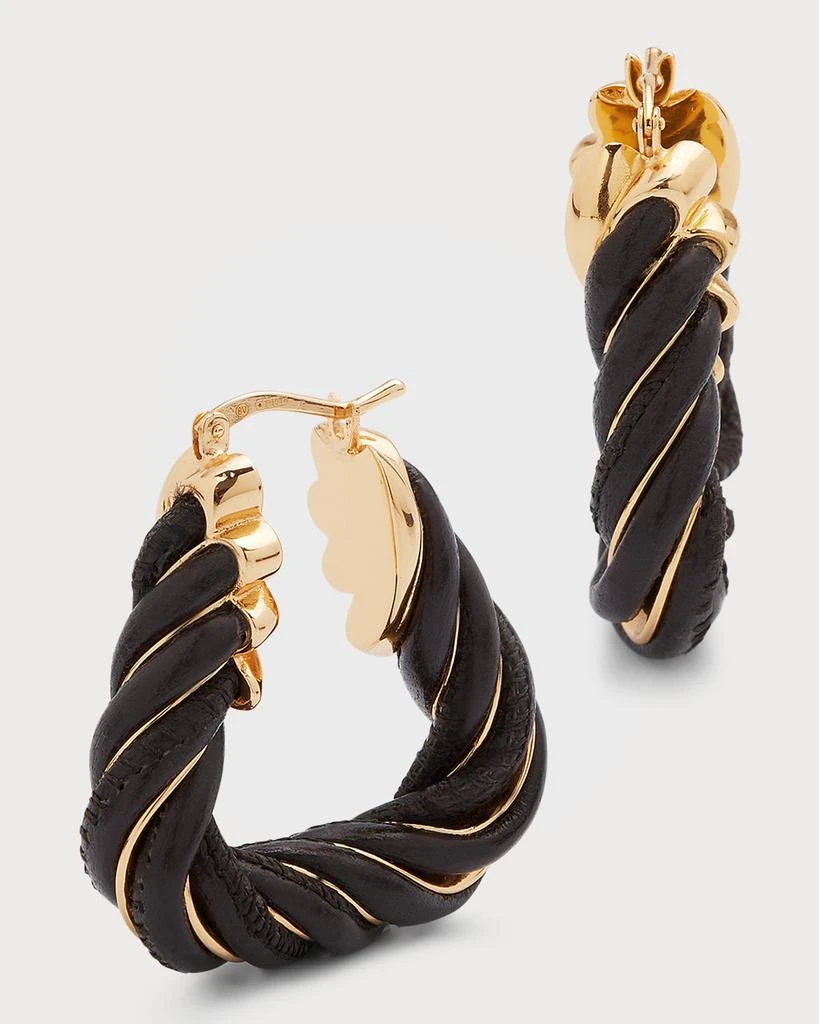 Bottega Veneta Leather Twist Triangle Hoop Earrings 1