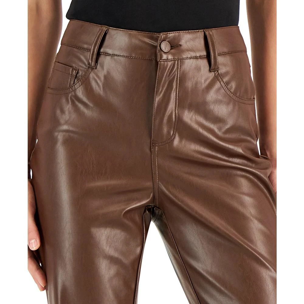 Dollhouse Juniors' Glossy High Rise Faux-Leather Flare Jeans 3