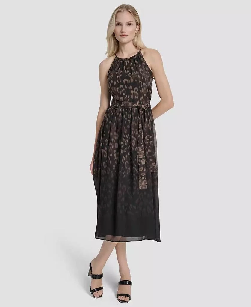 DKNY Women's Fit and Flare Sleeveless Crew Neck Midi Dress 1