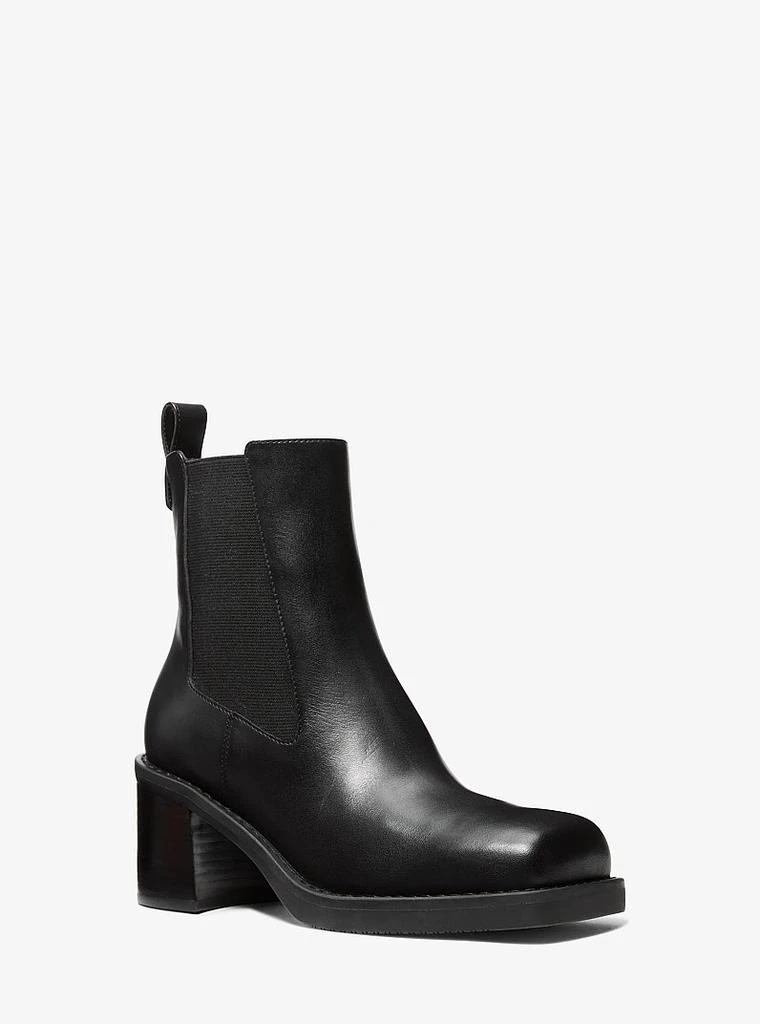 Michael Kors Houston Leather Block Heel Ankle Boot