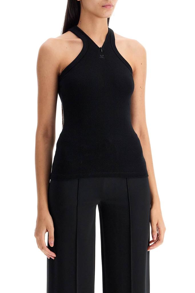 courreges Women's Ribbed Tank Top With Zipper On The Neckline