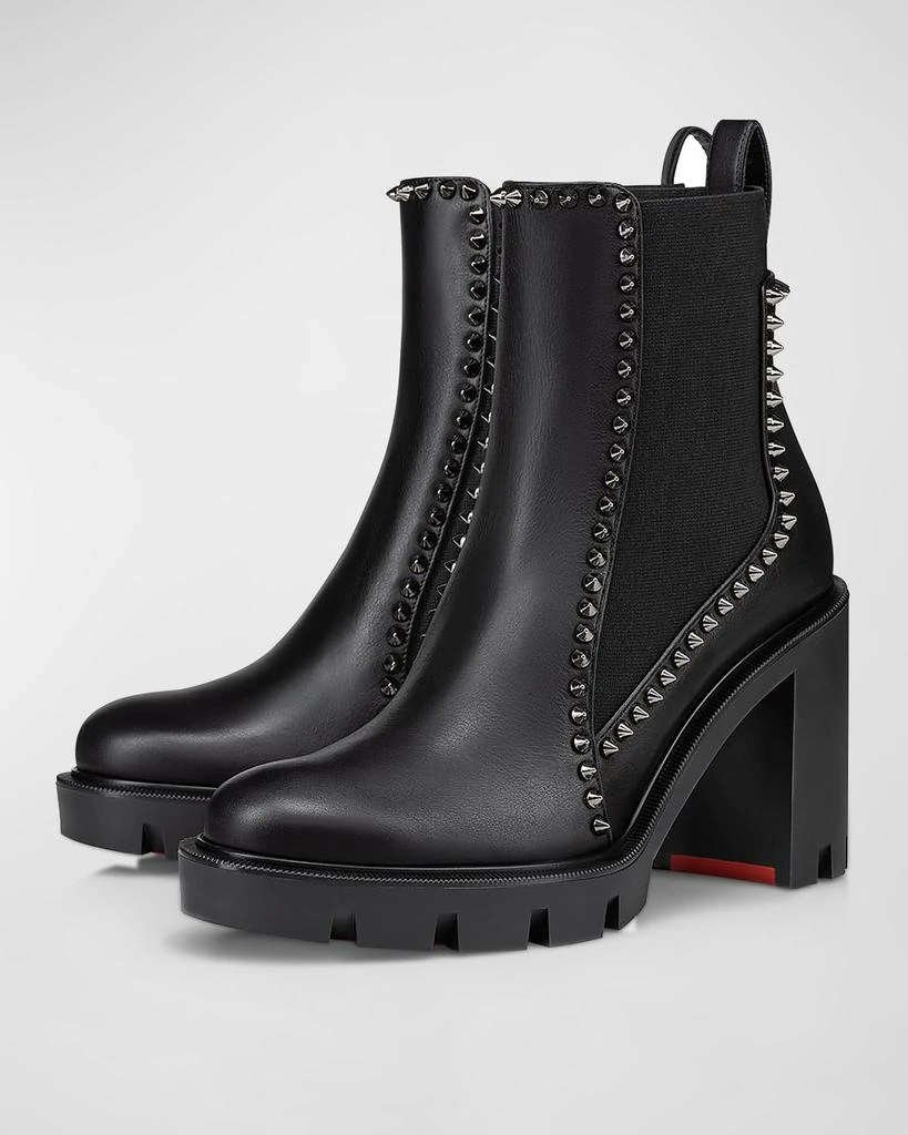 Christian Louboutin Spikes Leather Red Sole Chelsea Booties 2