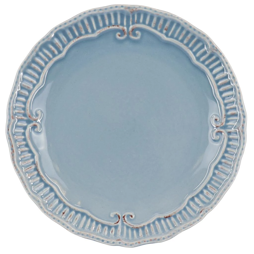 Modern Southern Home Capri 6 Piece 11 Inch Stoneware Embossed Dinner Plate Set in Blue 2