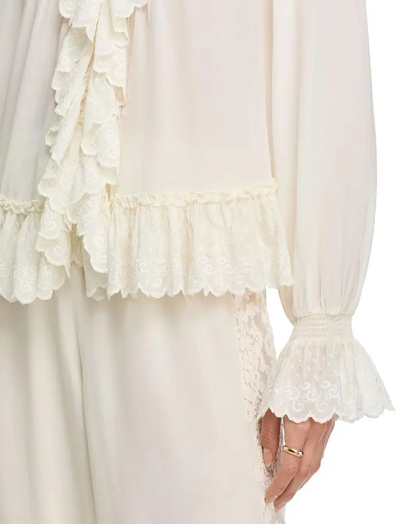 LOVESHACKFANCY Avee Silk Ruffled Blouse 4
