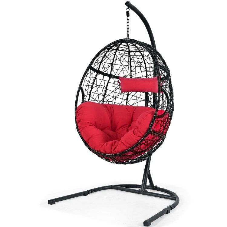 Hivvago Hanging Cushioned Hammock Chair with Stand -Gray 6