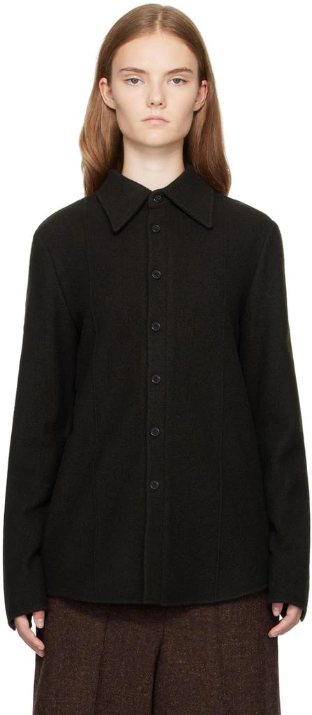 UMBER POSTPAST Brown Slim Fit Wool Felted Shirt 1