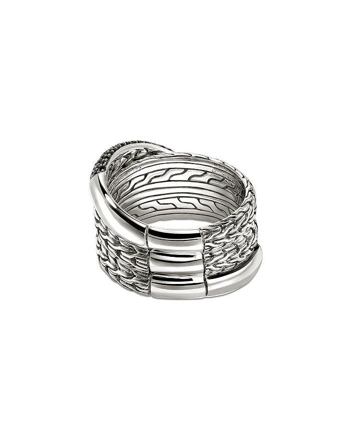 John Hardy JH Essentials Sterling Silver Black Sapphire Pavé Crossover Ring 6