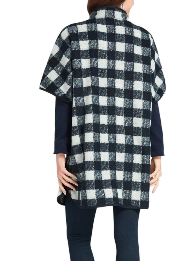 Draper James Buffalo Check Cape Coat In Nassau Navy Multi 2