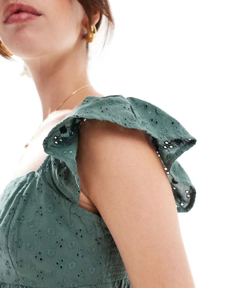 HOLLISTER Hollister square neck babydoll top in green 3