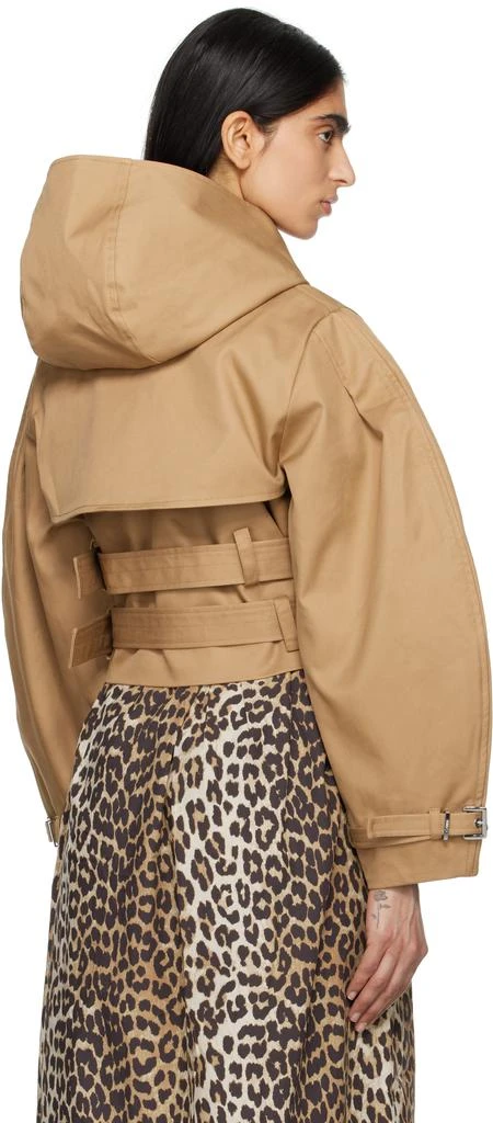 Ganni Tan Bonded Cotton Short Trench Jacket 3