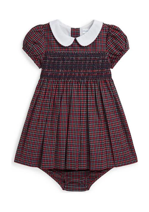 Ralph Lauren Lauren Childrenswear Baby Girls Plaid Smocked Cotton Dress Bloomer 1
