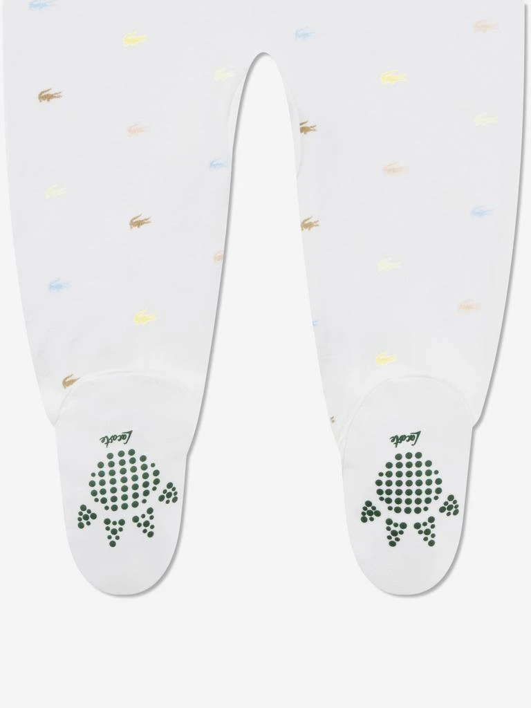 Lacoste Lacoste Baby Boys Footed Croco Print Coverall in White 4