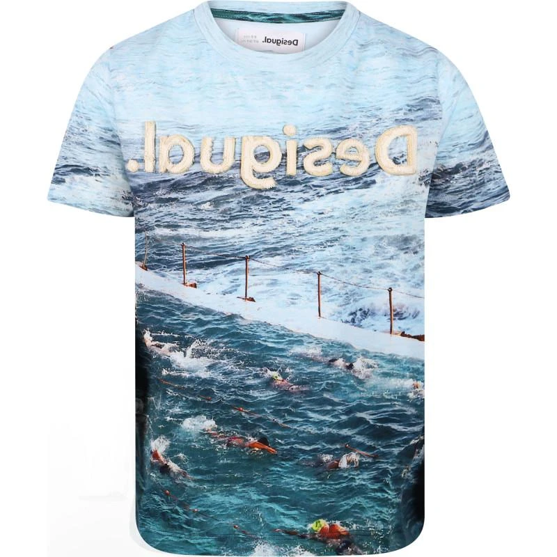 Desigual Sea and swimmers t shirt in blue 1