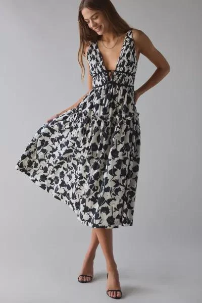 En Saison En Saison Laurel Plunge Tie-Front Tiered Midi Dress 2