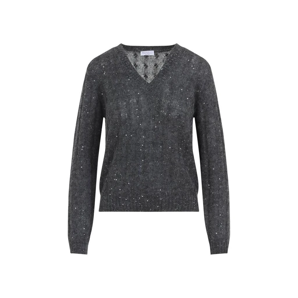 Brunello Cucinelli Brunello Cucinelli Embellished V-Neck Jumper 1