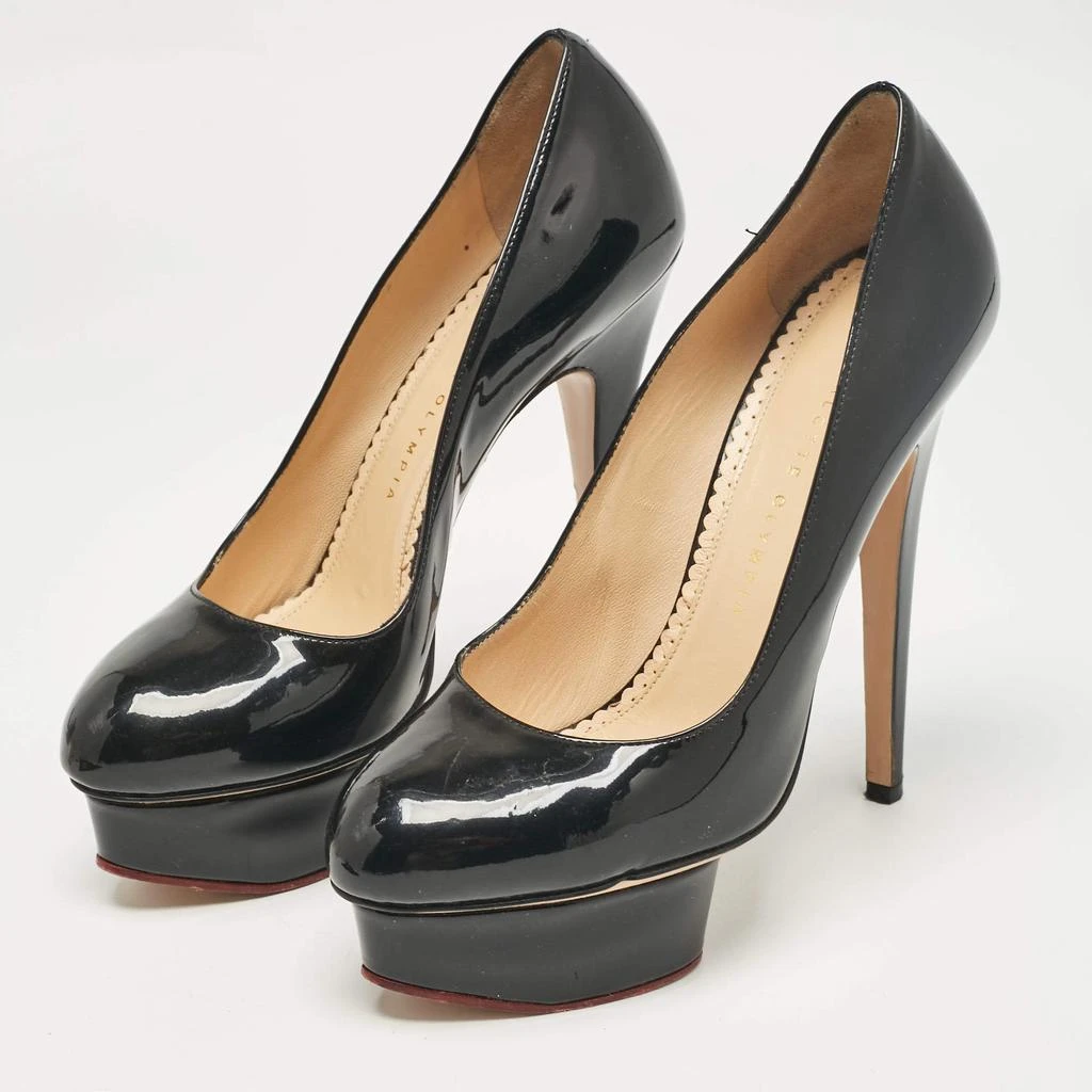 Charlotte Olympia Charlotte Olympia Black Patent Leather Dolly Platform Pumps size 38 2