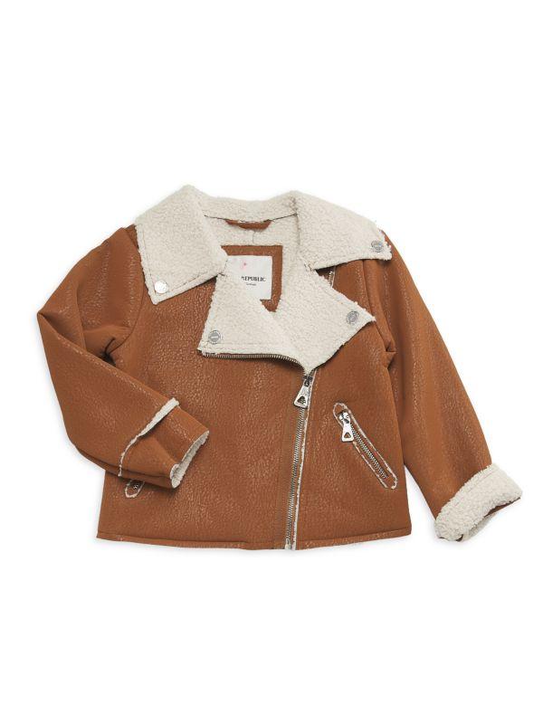 Urban Republic Little Girl's Faux Fur Trim Biker Jacket