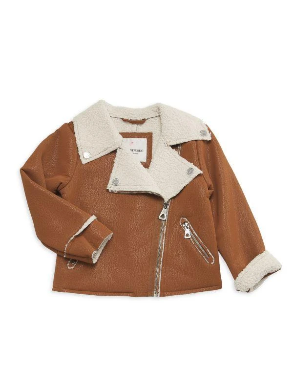 Urban Republic Little Girl's Faux Fur Trim Biker Jacket 1