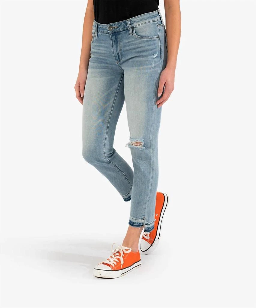 KUT from the Kloth Women's Reese Ankle Straight Step Hem Denim In Blue 4