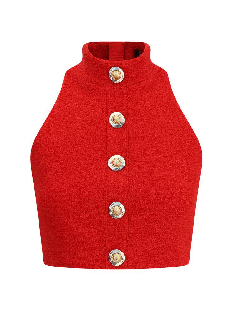 Balmain Balmain High Neck Crop Top
