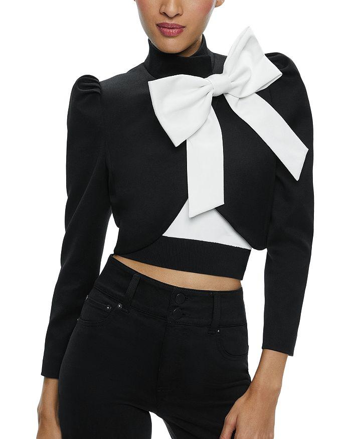 Alice and Olivia Addison Bow Cropped Blazer