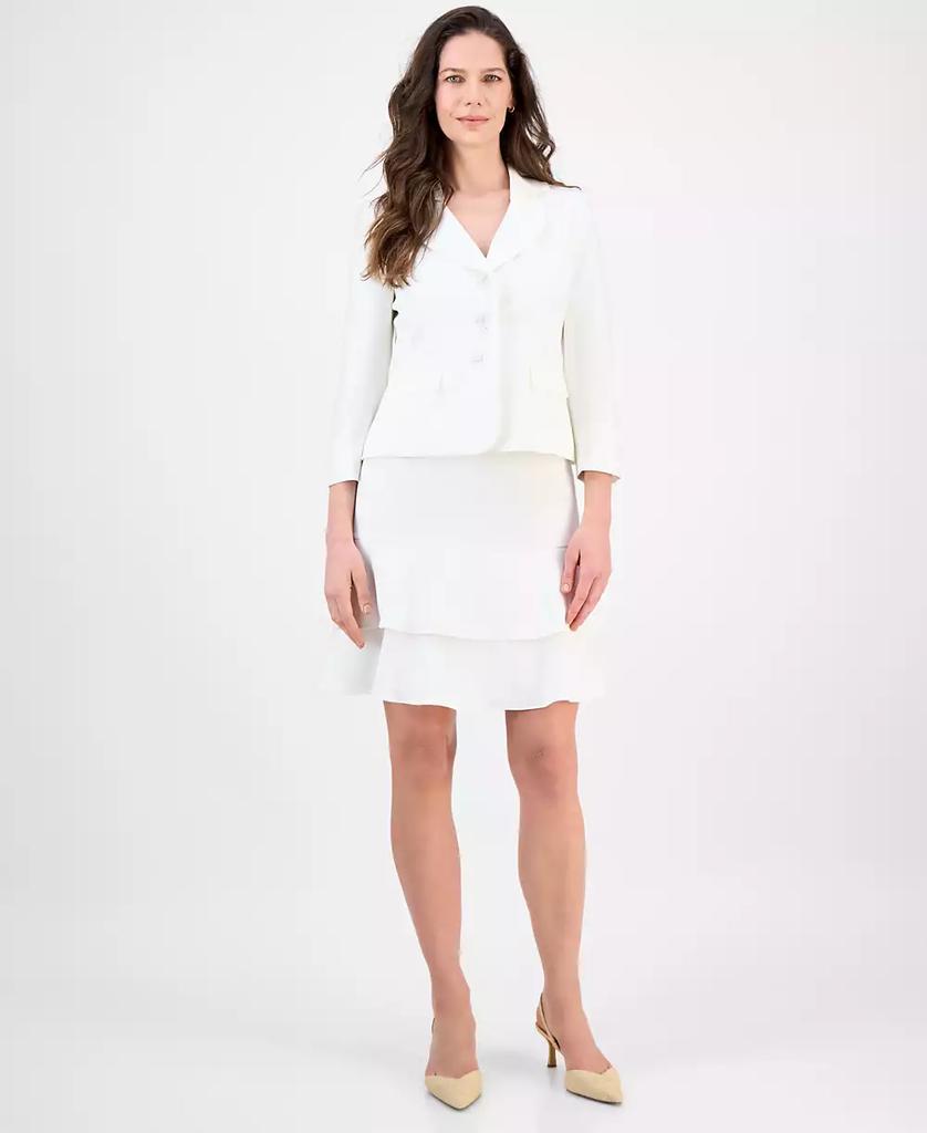 Le Suit Women's Tulip Collar Jacket & Tiered Skirt Suit, Regular & Petite