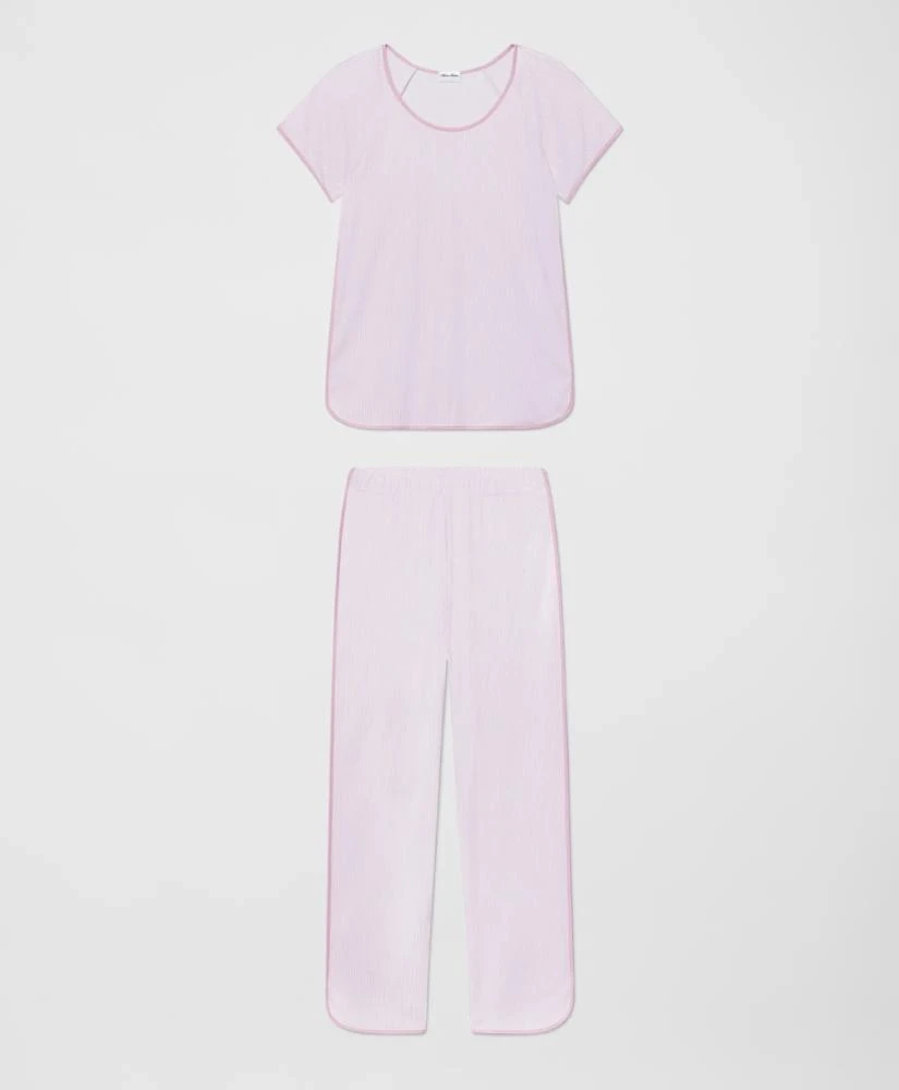 Brooks Brothers Brooks Brothers X LAKE Women's Short-Sleeve Pajamas Set in Classic Pink Oxford Stripe 1