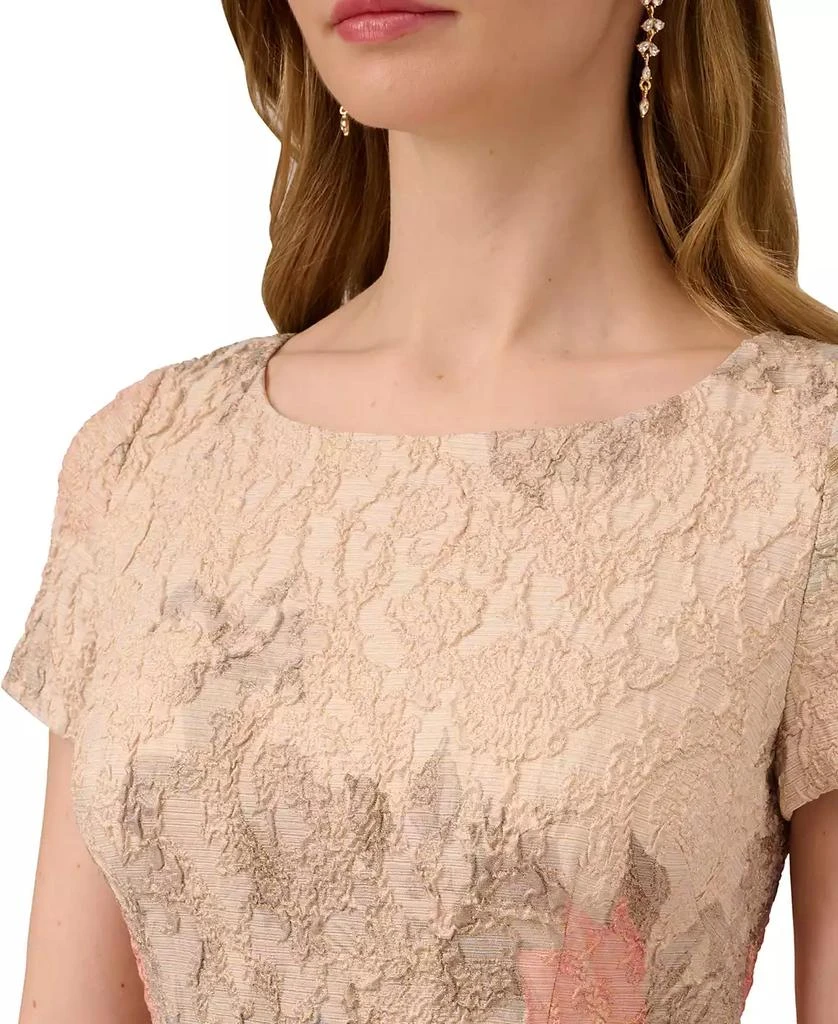 Adrianna Papell Women's Floral-Print Short Sleeve Satin Gown 5