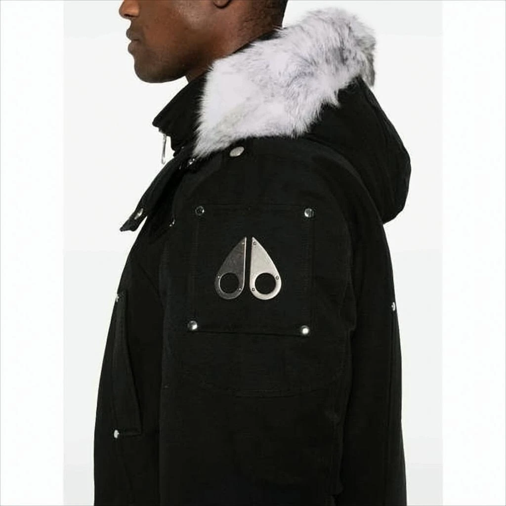 Moose Knuckles Hooded Long Black Padded Coat With Fur Trim And Multiple Pockets 2