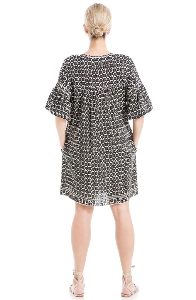 studio 1 short sleeve puff print shift dress