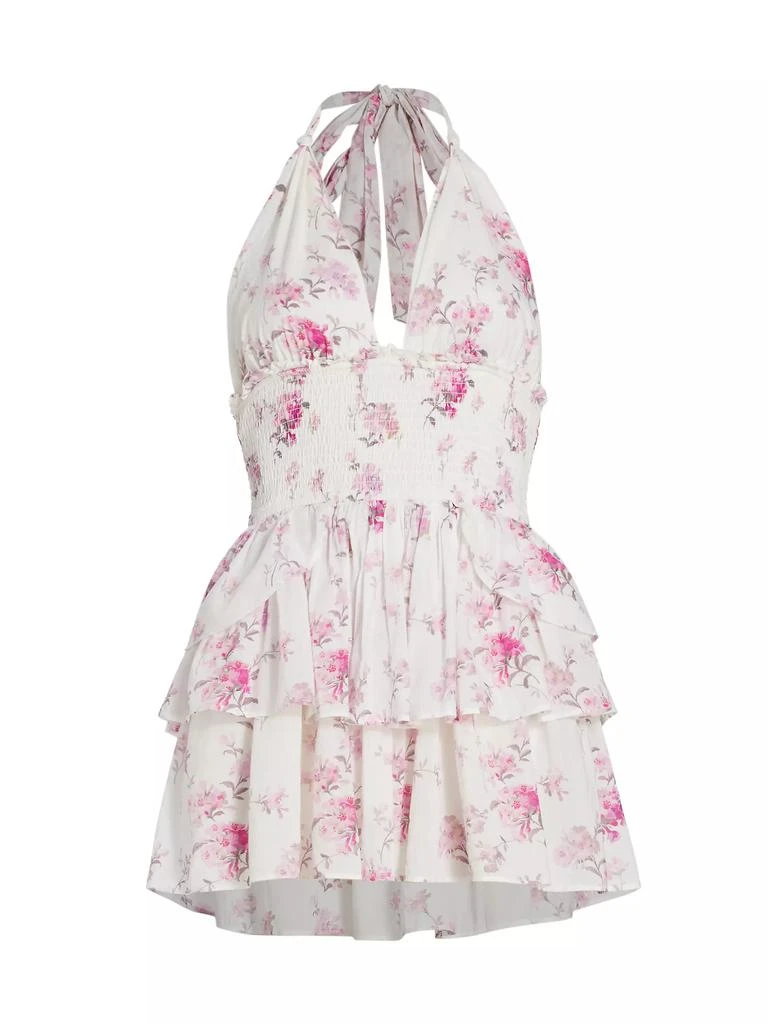 LOVESHACKFANCY Deanna Floral Halter Minidress 1
