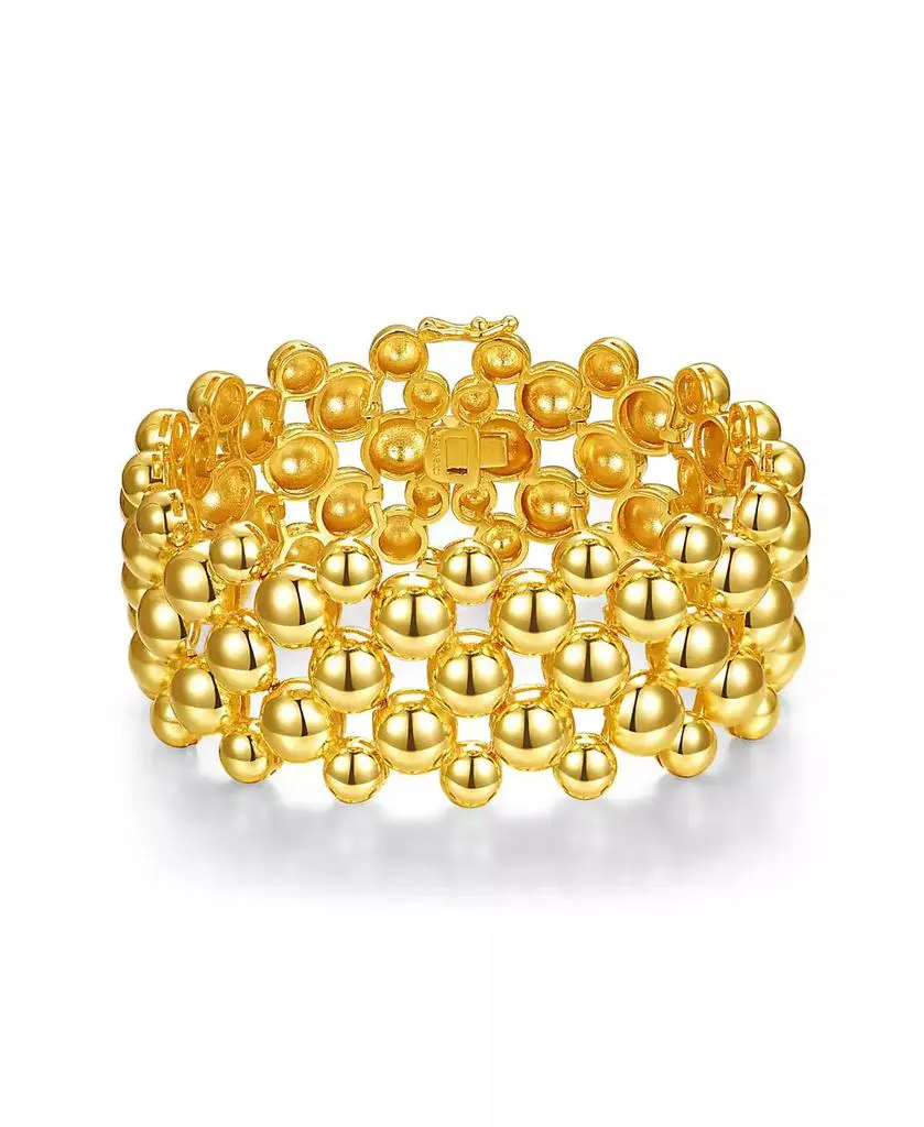 Rachel Glauber 14k Gold Plated Wide Medallion Mesh Link Bracelet