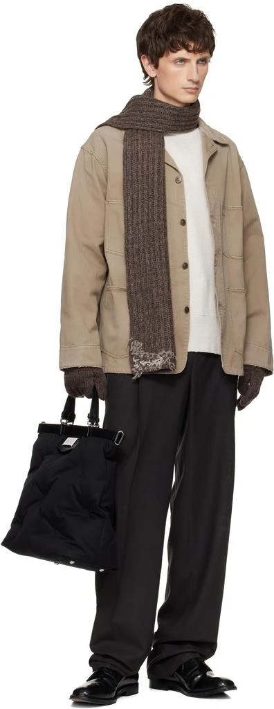 MAISON MARGIELA Brown Rib-Knit Scarf 4