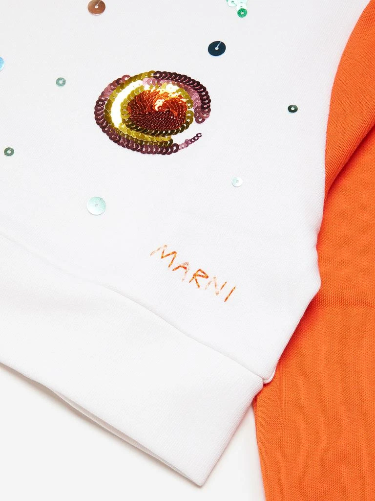 Marni MARNI Girls Embellished Flower Sweatshirt in White 5