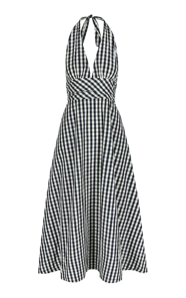 Bernadette Bernadette - Marilyn Gingham Taffeta Maxi Halter Dress - Navy - FR 42 - Moda Operandi 1
