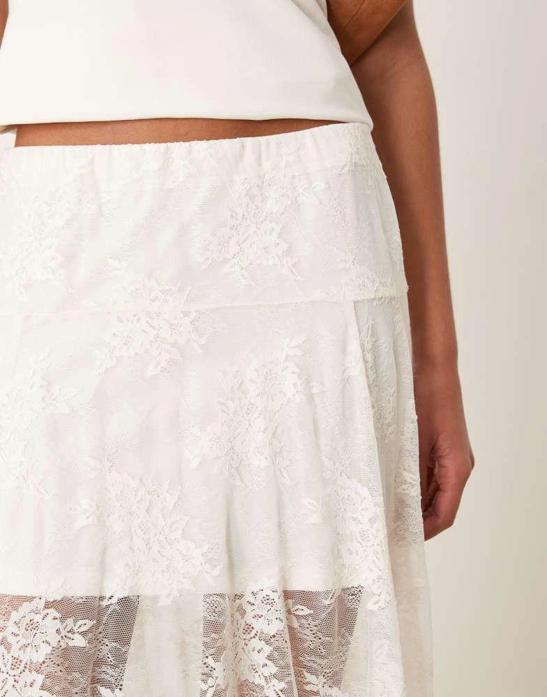 Abercrombie & Fitch Abercrombie & Fitch lace detail flowy maxi skirt in white 4